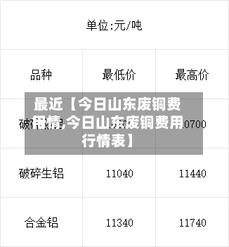 最近【今日山东废铜费用行情,今日山东废铜费用行情表】