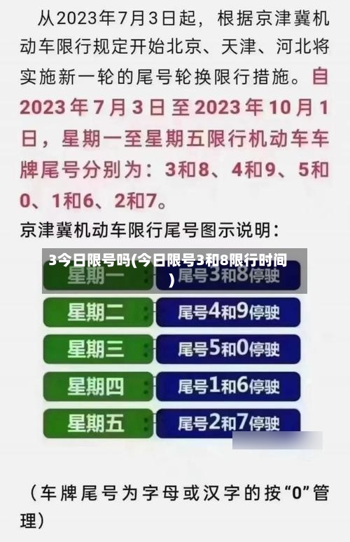 3今日限号吗(今日限号3和8限行时间)