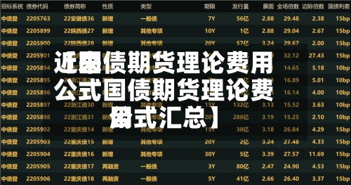 近来【国债期货理论费用公式国债期货理论费用公式汇总】