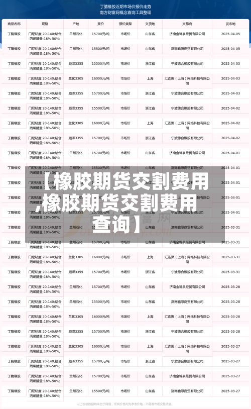 【橡胶期货交割费用,橡胶期货交割费用查询】