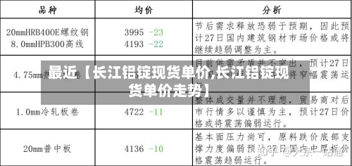最近【长江铝锭现货单价,长江铝锭现货单价走势】