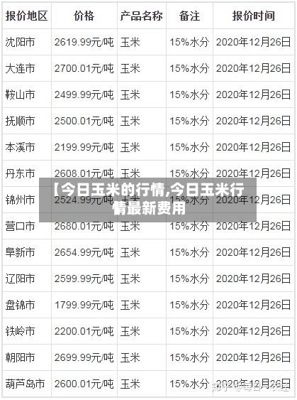 【今日玉米的行情,今日玉米行情最新费用】