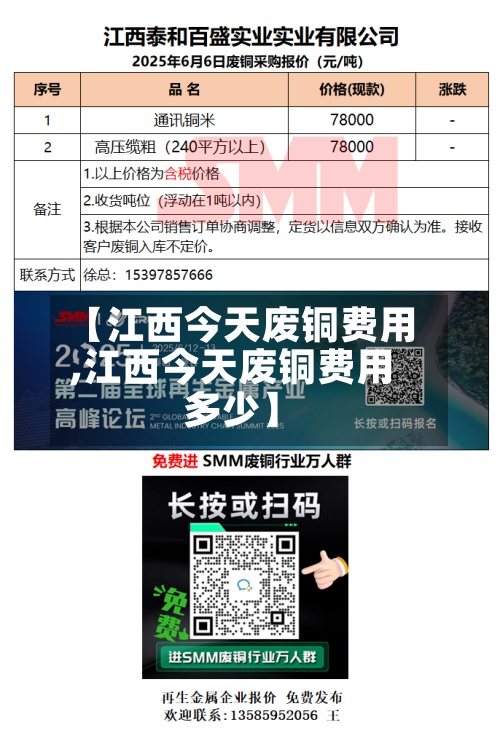 【江西今天废铜费用,江西今天废铜费用多少】