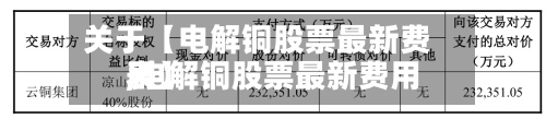 关于【电解铜股票最新费用,电解铜股票最新费用表】