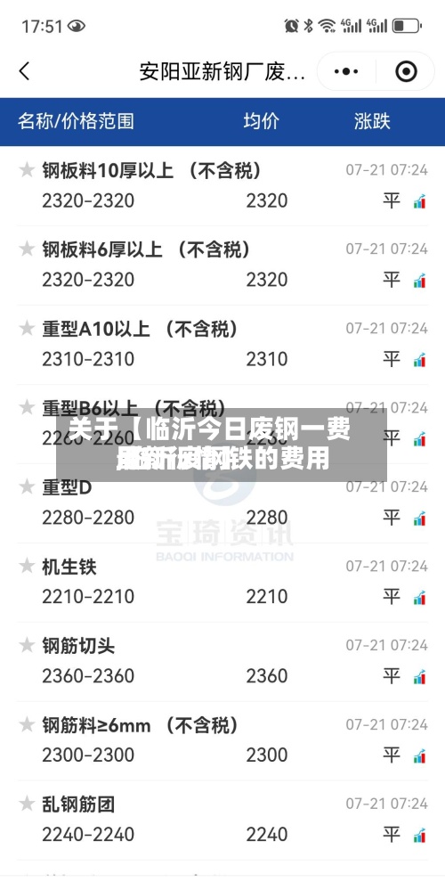 关于【临沂今日废钢一费用,临沂废钢铁的费用最新行情】