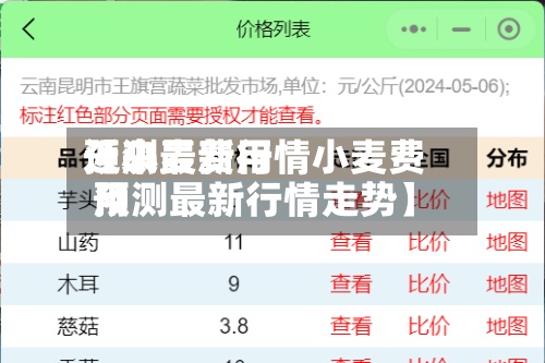 近来【小麦费用预测最新行情小麦费用预测最新行情走势】