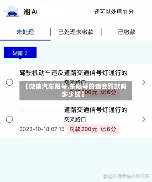 【微信汽车限号,车限号的话会罚款吗多少钱】