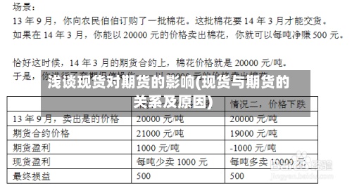 浅谈现货对期货的影响(现货与期货的关系及原因)-第2张图片