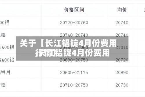 关于【长江铝锭4月份费用,长江铝锭4月份费用行情】-第3张图片