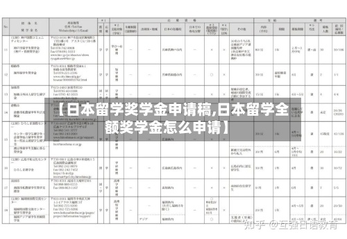 【日本留学奖学金申请稿,日本留学全额奖学金怎么申请】