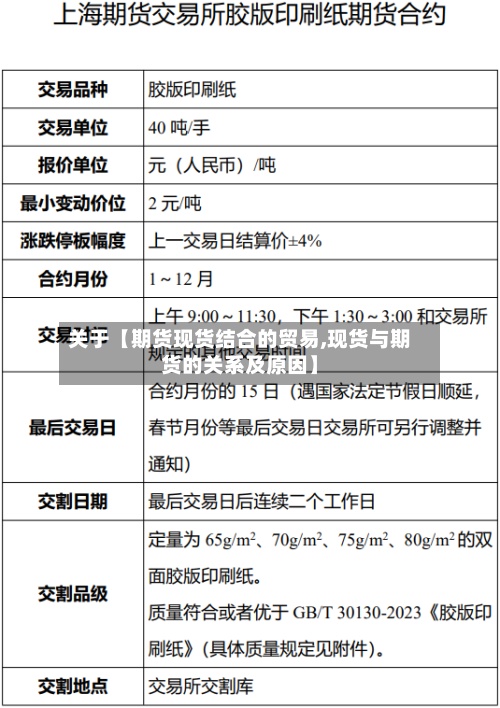 关于【期货现货结合的贸易,现货与期货的关系及原因】-第2张图片